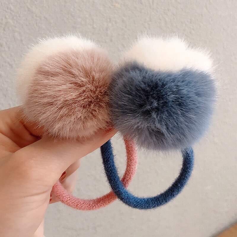 🍪Chun cột tóc cục lông 2 mầu, chun buộc tóc lông thỏ
