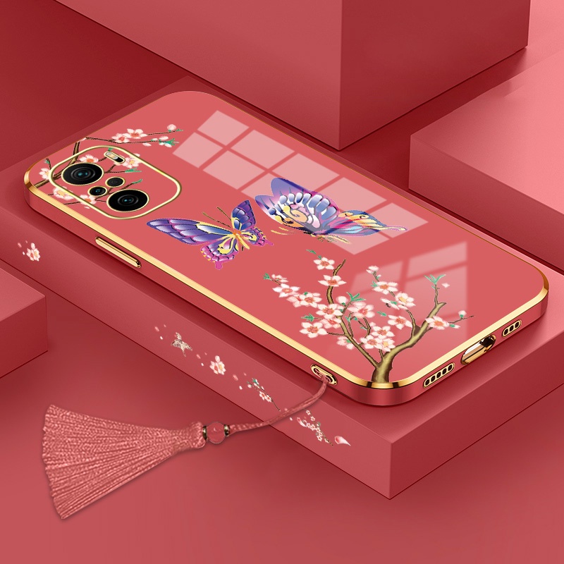 ốp lưng Redmi note 10 Redmi note 10 pro Ốp Điện Thoại Silicon Họa Tiết Bươm Bướm Kèm Dây Đeo Cho Redmi note 10 Redmi note 10 pro