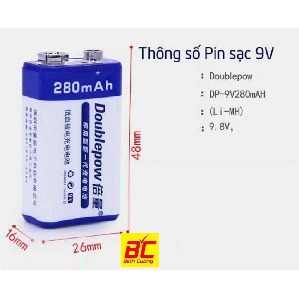 Sạc Pin đa năng Doublepow DP-D03 tặng   2Pin 9V Doublepow 280mAh