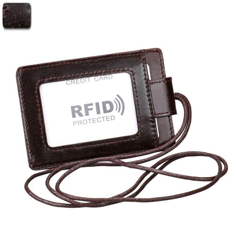 Bao đựng thẻ tên xe buýt danh thiếp RFID bằng da tích hợp dây đeo nhỏ gọn cho văn phòng