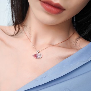Vòng cổ mạ vàng hồng mặt thiên nga đính đá zircon
