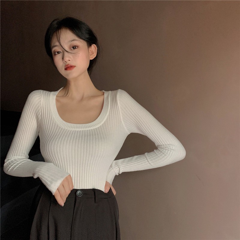 Áo Dệt Kim Màu Sắc Đơn Giản Phong Cách Retro Cho Nữ