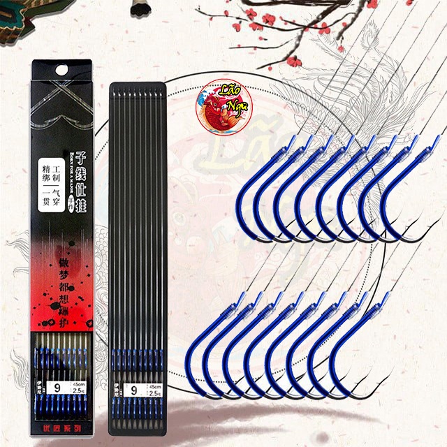 Hộp Gồm 10 Bộ Thẻo Lưỡi Đôi Buộc Sẵn Chuyên Dùng Cho Câu Đài, Câu Cá