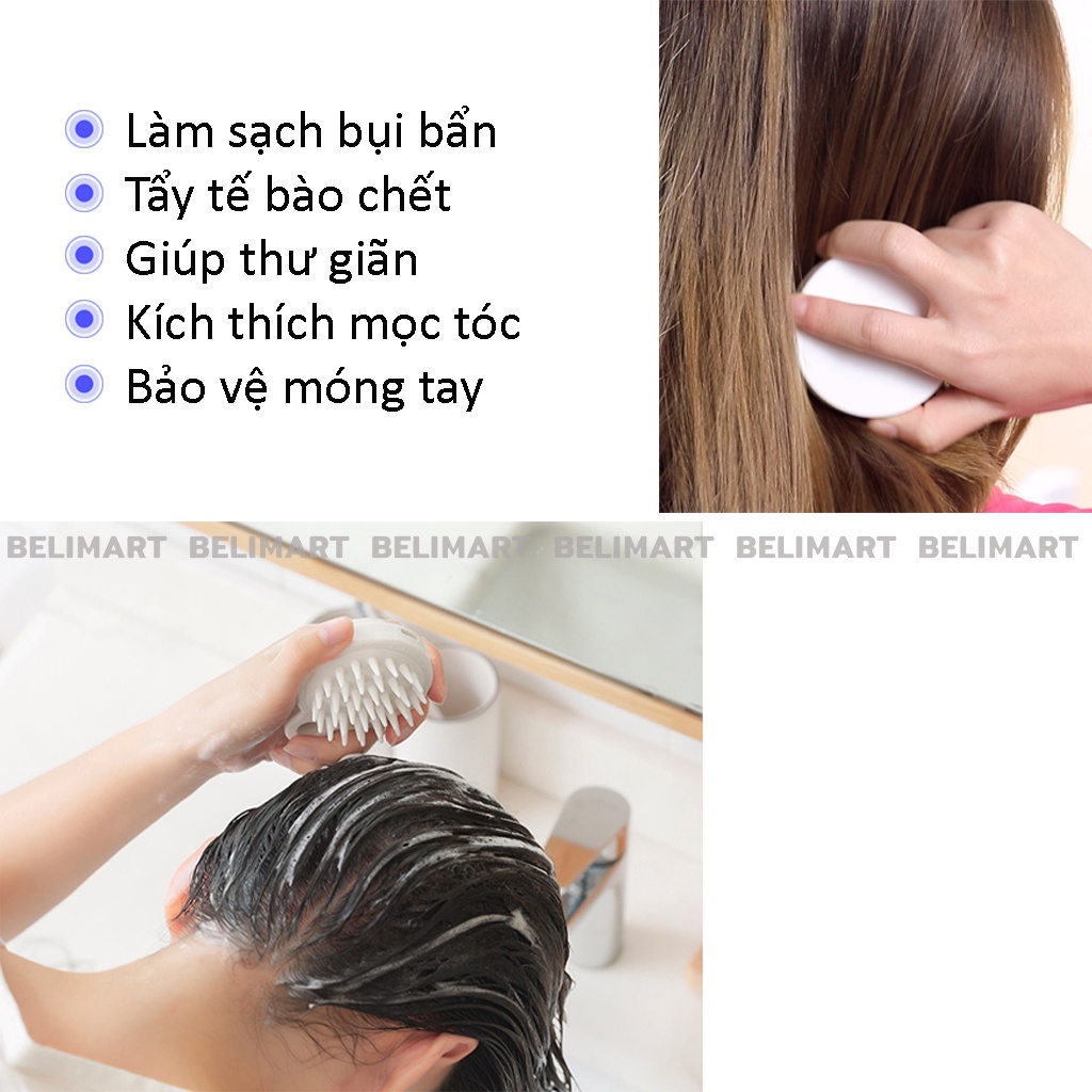 Lược gội đầu silicon, lược chải đầu giảm rụng và kích thích mọc tóc Beli BL022
