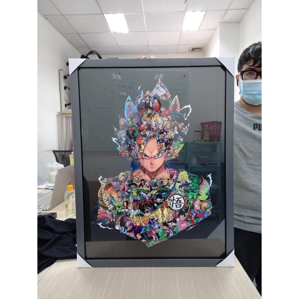 Tranh khung kính Goku bản màu - Dragon Ball - DBS - DBZ - Tranh treo tường - Trang trí decor