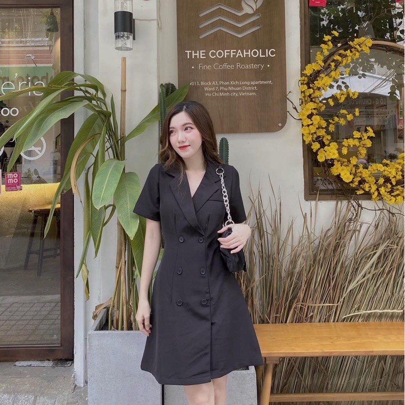 ĐẦM VEST ĐEN KẾT NÚT