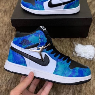 Giầy jordan 1 high tie dye, giày thể thao nữ xanh loang nước biển cao cổ full Box hàng cao cấp