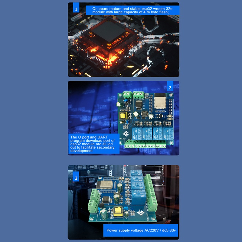 Mô Đun Rơ Le Phát Triển Bốn Chiều WIFI Bluetooth ESP32 ESP32 DC 220V / DC 5-30V Cổng 1 / O