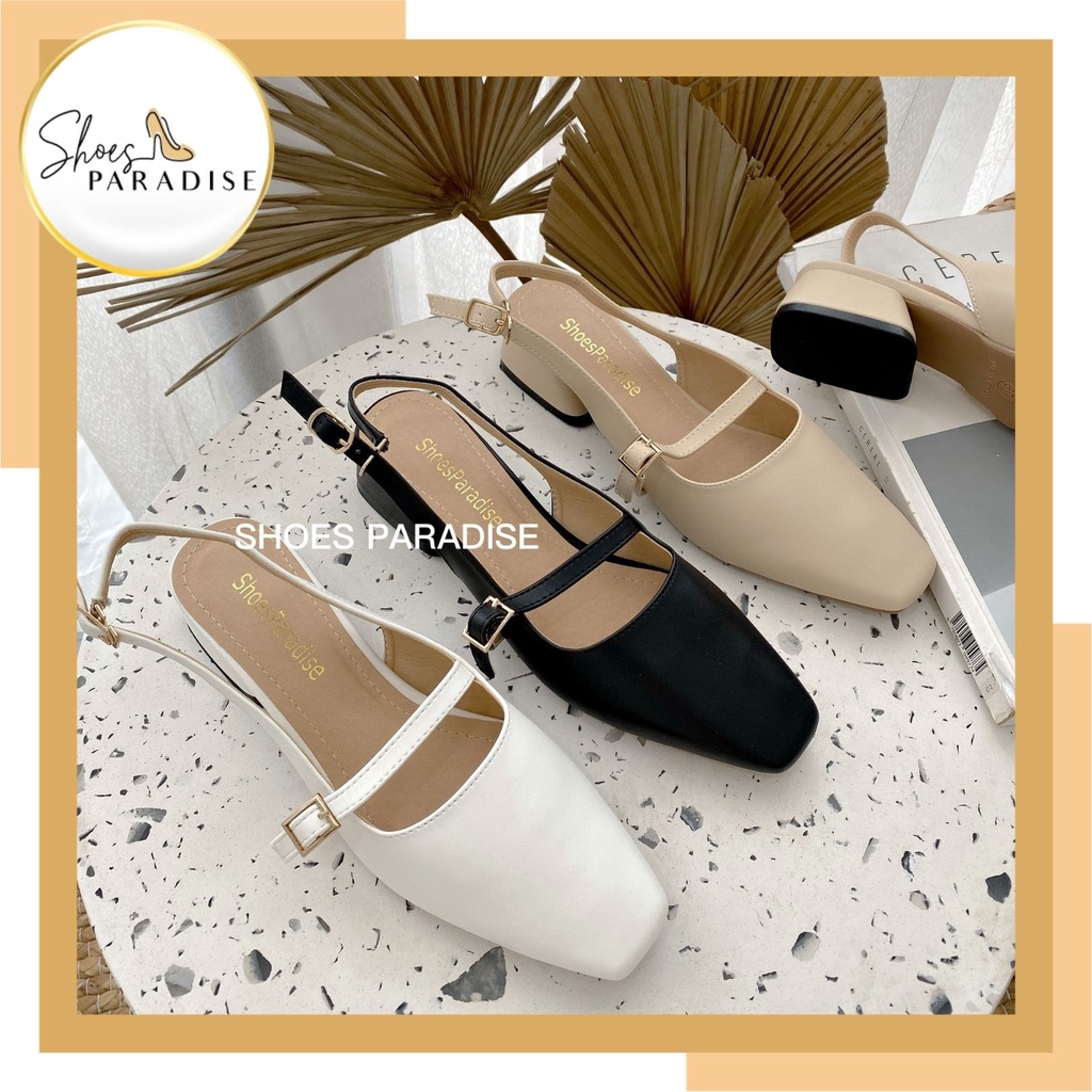 Giày cao gót nữ mũi vuông đế vuông 3 phân bít mũi 3p shoes paradise L044