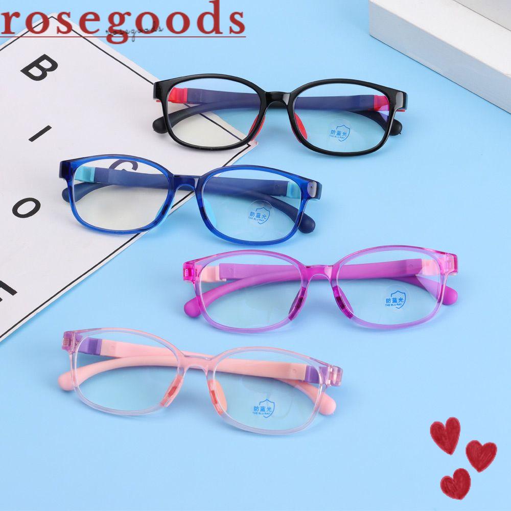 ☆ROSE☆ Boys Girls Fashion Anti-blue Light Glasses Anti-blue Rays Kids Eyeglasses Soft Frame Goggle Vision Care Blocking Reflective Ultralight Radiation Protection Silicone TR Eyewear/Multicolor