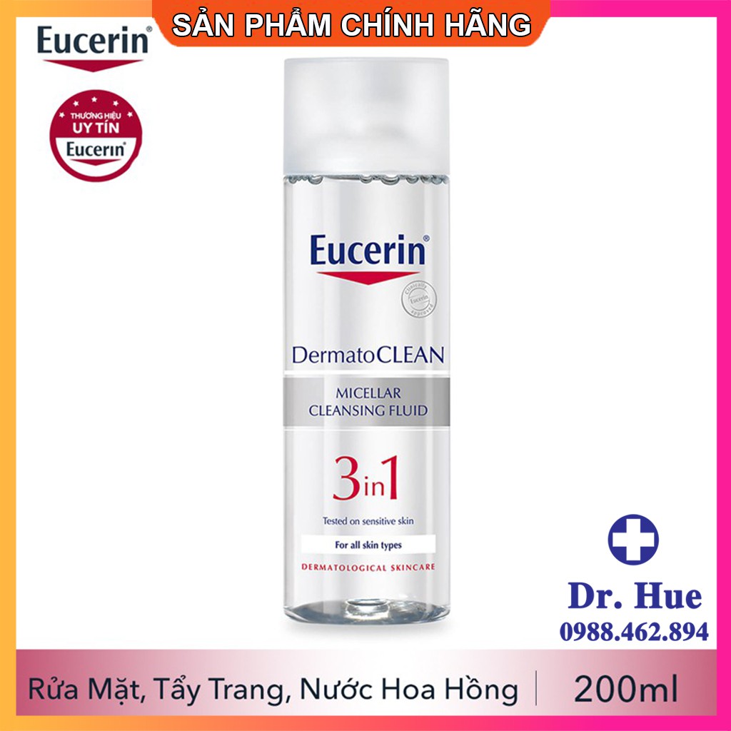 [CHÍNH HÃNG] Nước Tẩy Trang 3 In 1 Eucerin DermatoClean Micellar Cleansing Fluid - Tẩy Trang Eucerin Cho Da