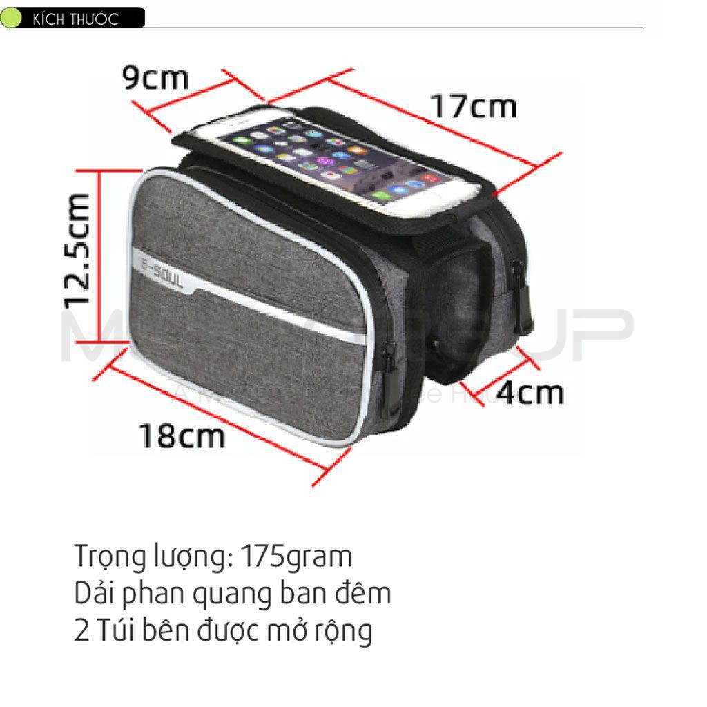 Túi Treo Sườn Xe Đạp Đựng Đồ Đạp Xe Với Màn Hình Cảm Ứng Điện Thoại Nhiều Ngăn Rộng Chống Nước Tiện Lợi MLH