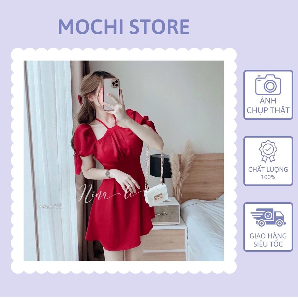 Váy Dạ Tweed Đỏ, Đầm 2 Dây Nữ Phối Nút Tầng Nữ Dáng A Chất Vải Dày Dặn Form Dáng Sang Chảnh, Đi Tiệc, Dạo Phố Đều Hợp.