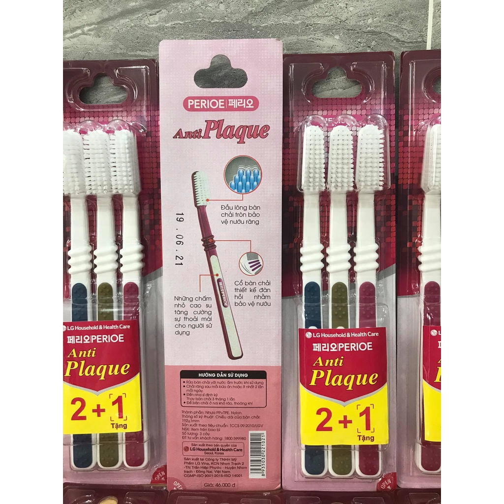 Mua 2 tặng 1- Bộ 3 cây Bàn chải đánh răng Perioe Anti Plaque Medium