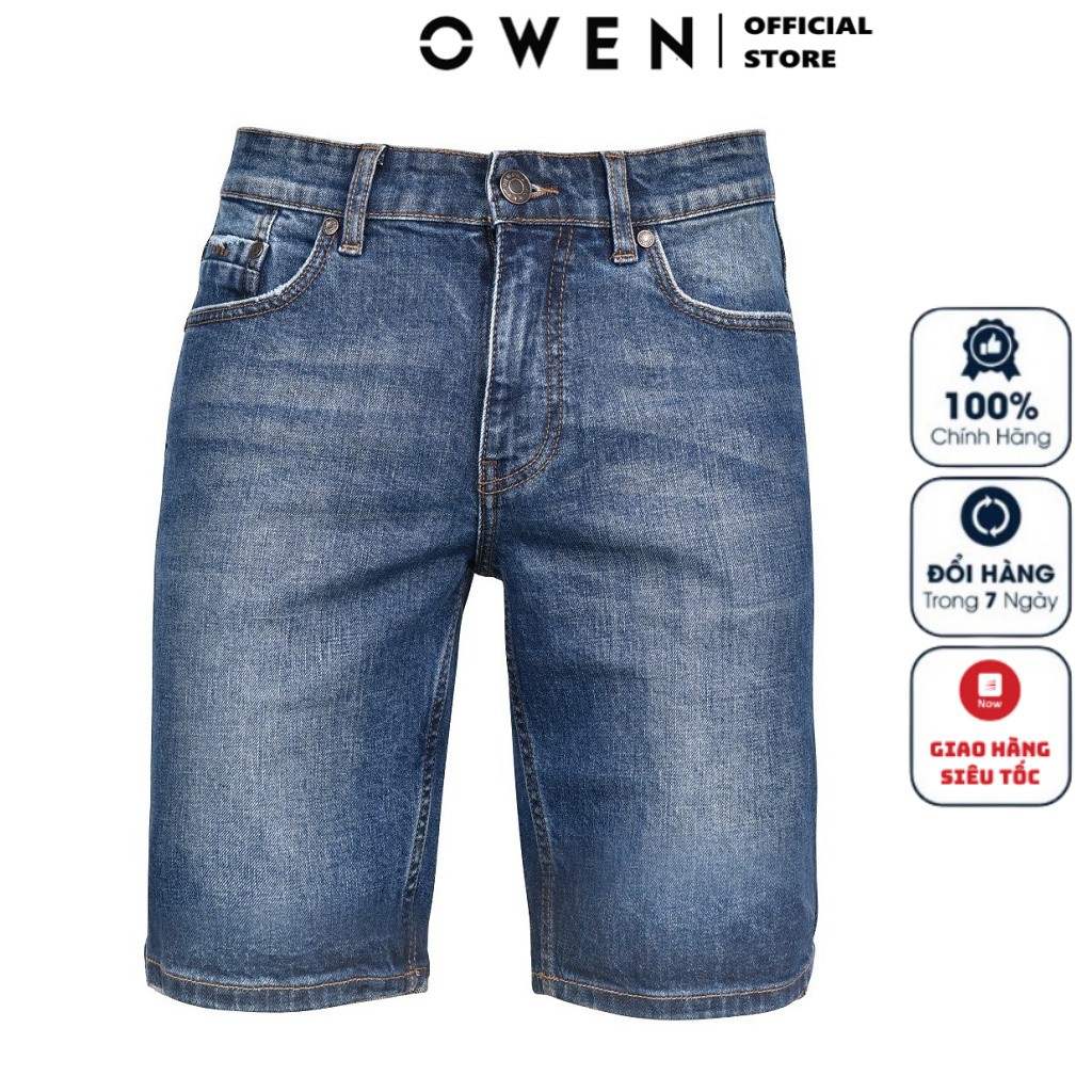 Quần Short Nam Owen SJ22880 Quần Short Jean Màu Xanh Kiểu Dáng Slim Fit