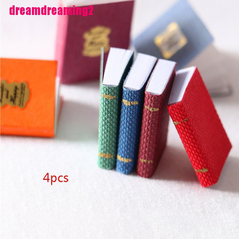 Bộ 4 Mô Hình Cuốn Sách Mini Tỉ Lệ 1 / 12 Dùng Trang Trí Nhà Búp Bê