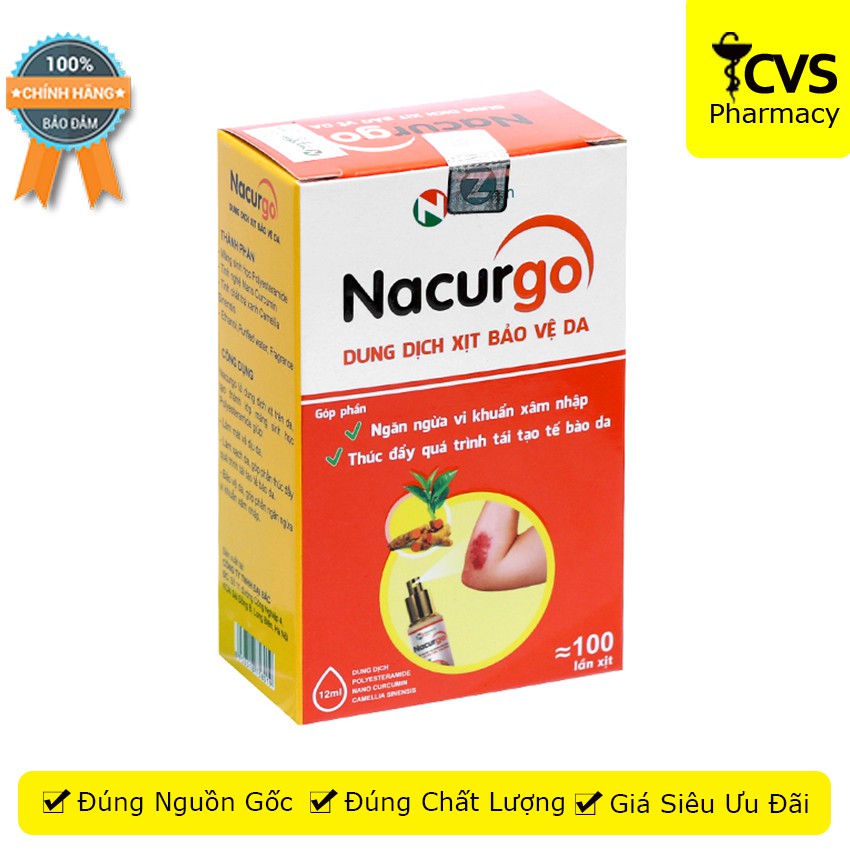Chai xịt Nacurgo 12ml - giúp làm lành vết thương, hạn chế để lại sẹo, giảm thâm nám - cvspharmacy