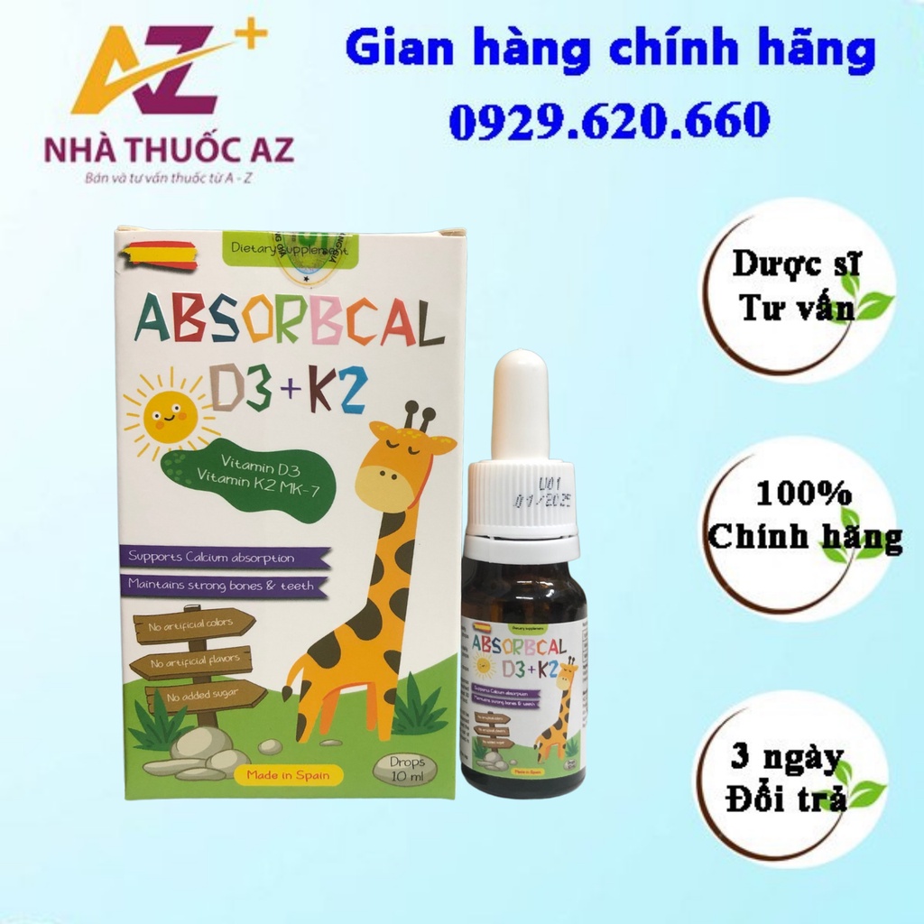 Vitamin D3 K2 cho bé ABSORBCAL D3+K2 giúp bé phát triển chiều cao