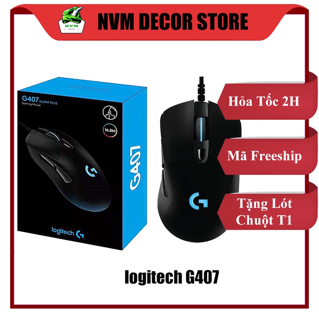 Chuột GAMING Có Dây Logitech G407, LED RGB Chuột Máy Tính Chơi Game Gía Rẻ (Tặng Kèm Lót Chuột T1)