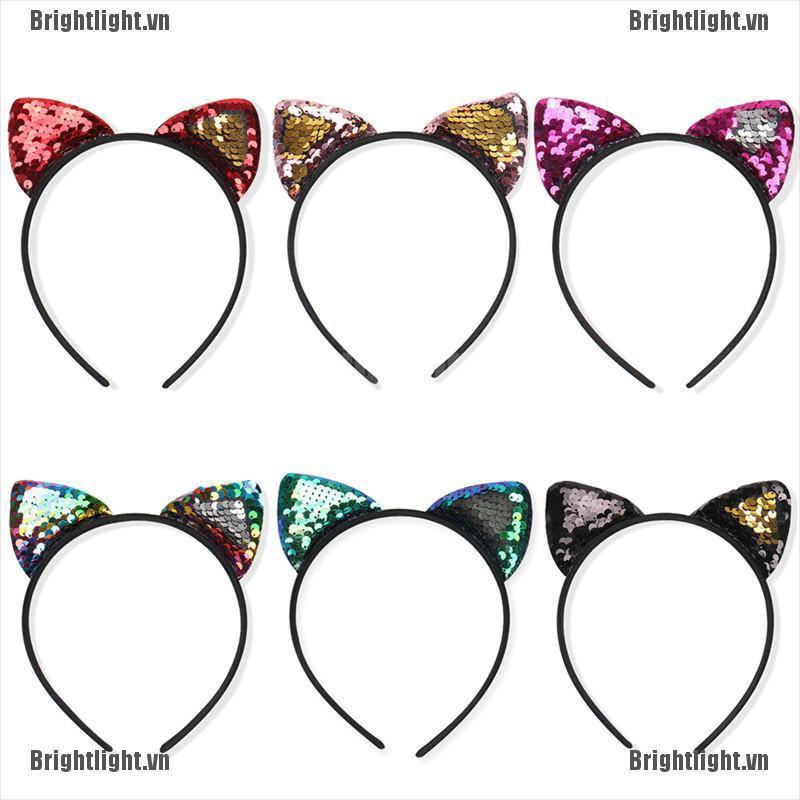 Kẹp Tóc Tai Mèo Đính Kim Sa Lấp Lánh Dễ Thương