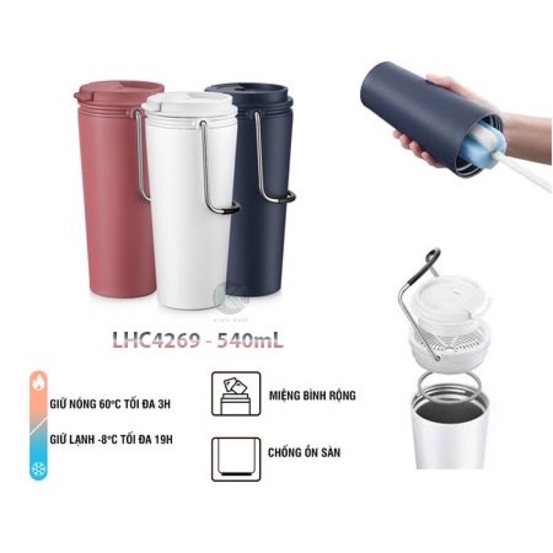 [LOCK&LOCK]BÌNH GIỮ NHIỆT BUCKET TUMBLER WITH STRAW 540ML-LHC4269 | BigBuy360 - bigbuy360.vn