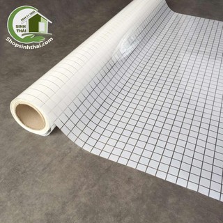 Giấy dán kính cao cấp sọc caro màu trắng, [ 50cm x khổ 1m ] có sẵn keo