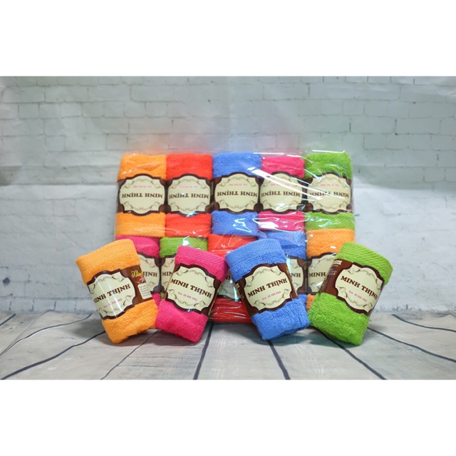 Sét 10 khăn mặt cotton Minh Thịnh