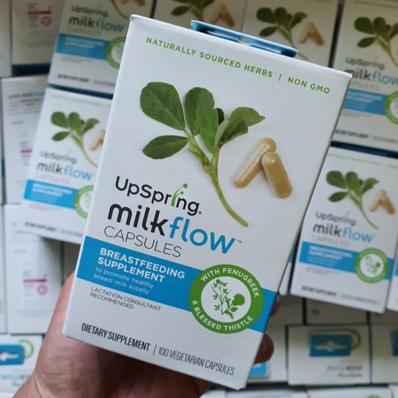 Lợi sữa Upspring Milkflow - Lợi sữa cỏ cari mỹ 1800mgr