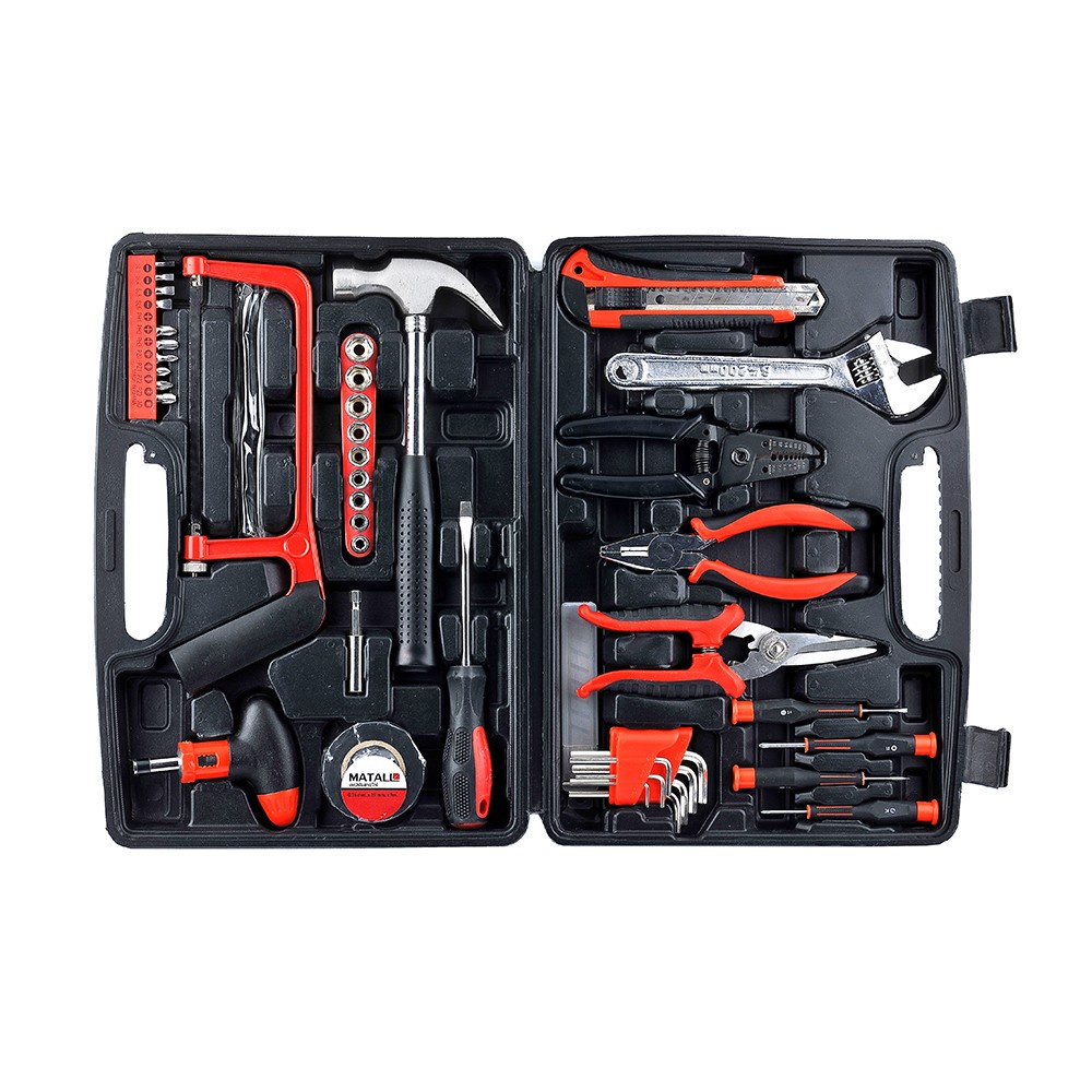 HomeBase MATALL Bộ dụng cụ đa năng 52 món bằng nhựa/thép HMP1060825-A 35x7x25 cm cm màu đen-đỏ