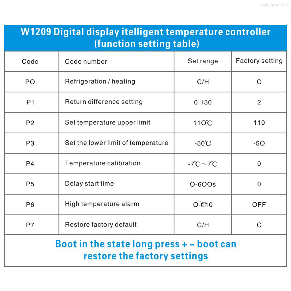 Bảng mạch công tắc điều khiển nhiệt độ kỹ thuật số -50-110°C W1209 12V