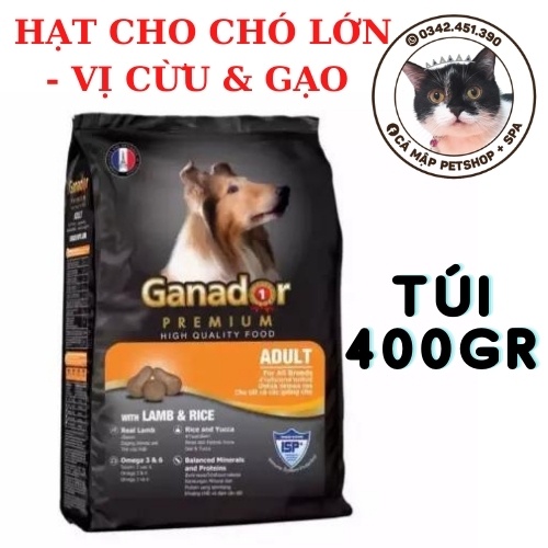 [5 túi] Hạt cho chó Ganador vị Cừu và Gạo, Hạt cho chó lớn túi 400gr