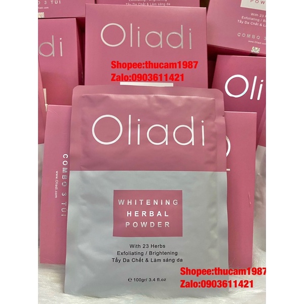 combo 3 gói Bột tắm trắng thảo mộc 23 vị oliadi tẩy tế bào chết  trắng da  300gr (hàng chính hãng)