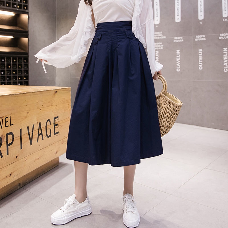 [Chất Lượng Cao] Quần Đùi Giả Váy Ống Rộng Lưng Thun Cao Thời Trang Thường Ngày Cho Nữ