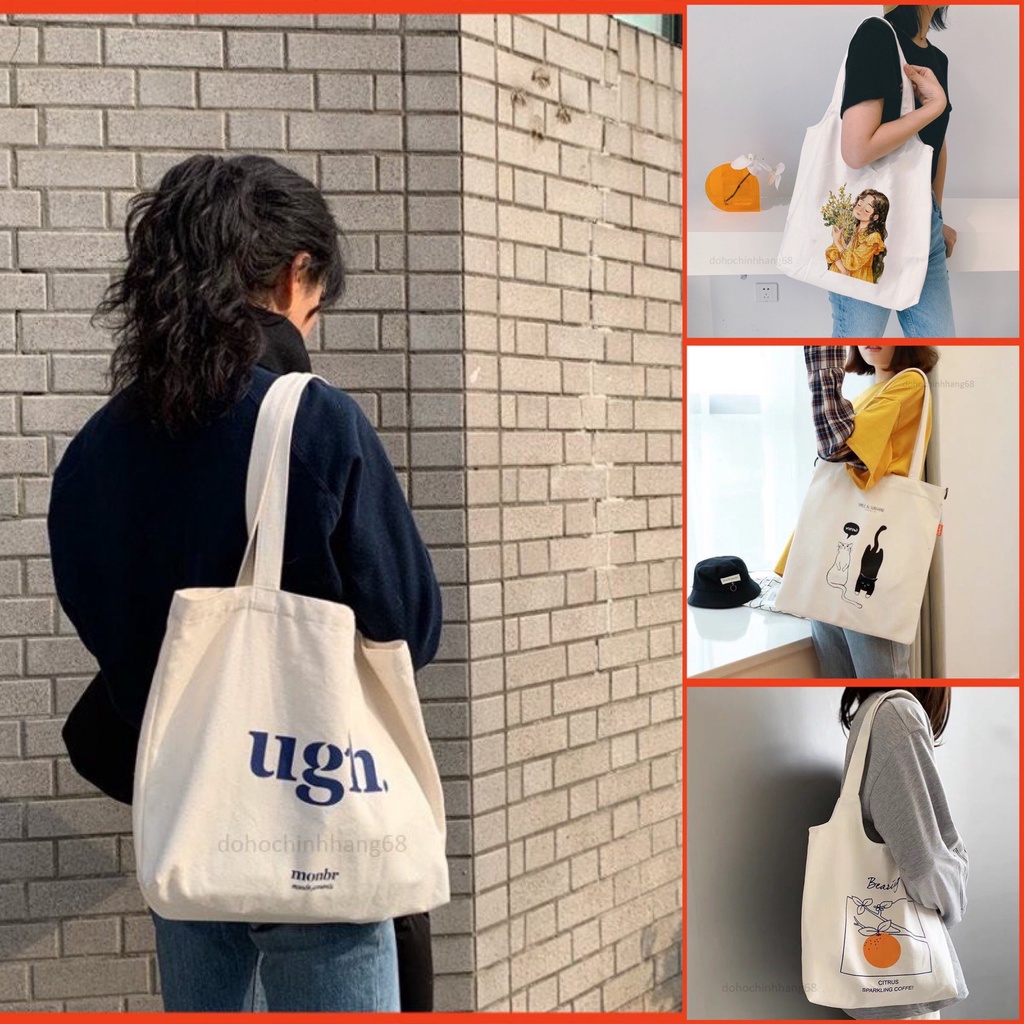 Túi tote đeo chéo unisex nam nữ vải diệt canvas phong cách trẻ trung, cá tính nhiều họa tiết phù hợp đi học đi làm