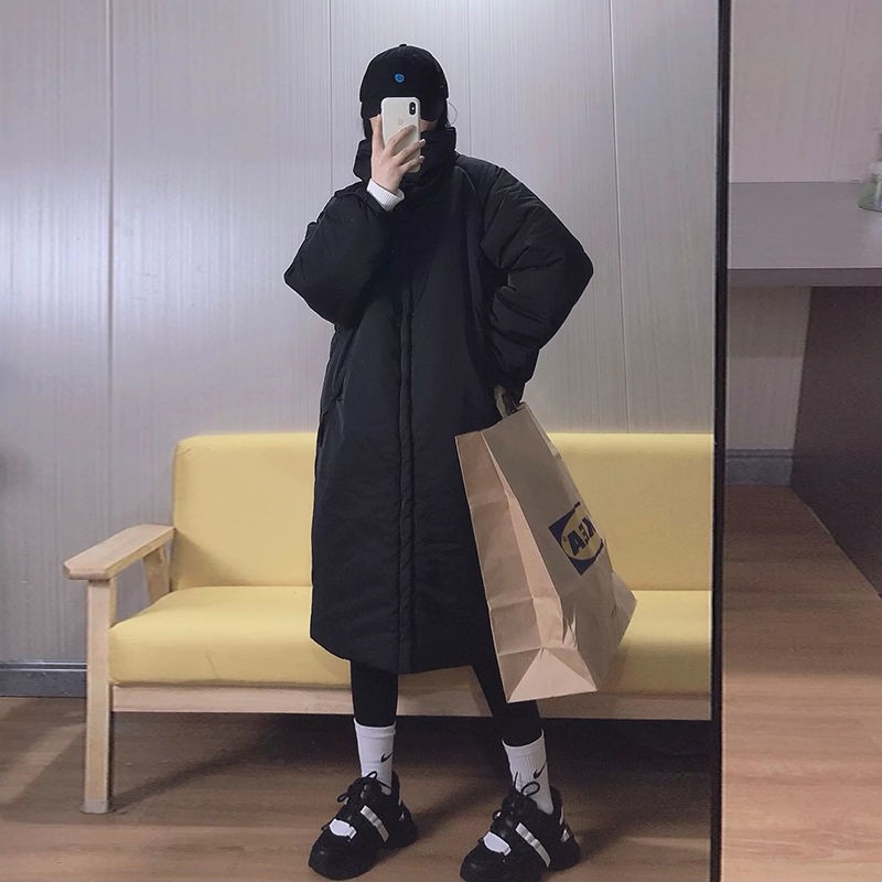 Áo Khoác Nữ Dáng Dài Màu Đen Phong Cách Hàn Quốc Thời Trang Mùa Đông 2020