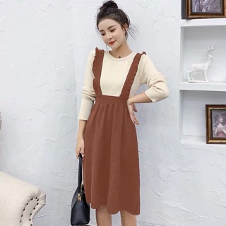 Ảnh thật váy giả yếm khoá dọc cho con bú