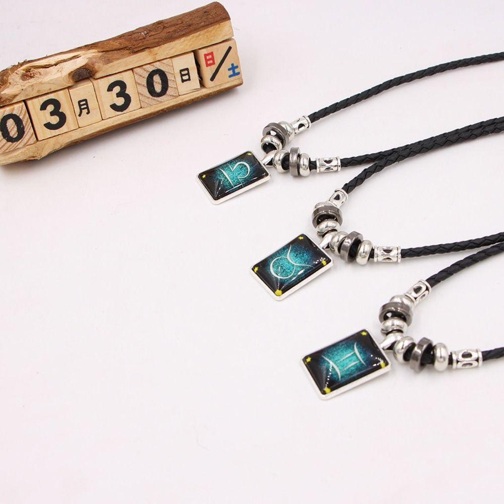 Vòng Cổ Choker Da PU Phối Mặt Hình 12 Cung Hoàng Đạo VANES1