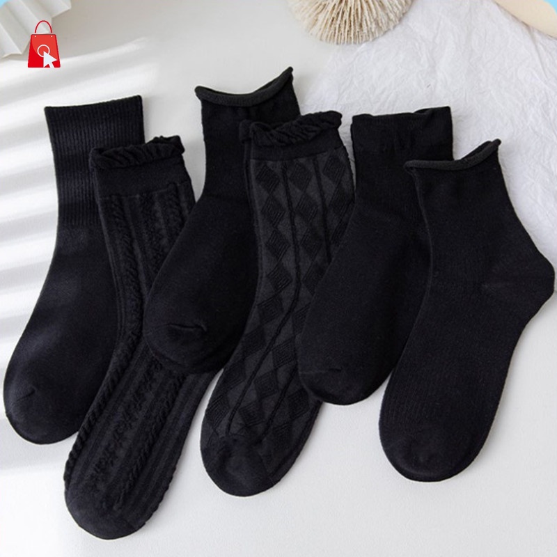 Vớ Trắng Trơn Cổ Cao Phong Cách lolita Thời Trang Hàn Quốc Cho Nữ JP1