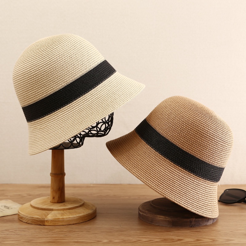 Mũ Cói Cụp Đai Cói Đen Jussy Fashion Phong Cách Nón Cói Đi Biển Vintage Hàn Quốc Nhiều Màu Đẹp