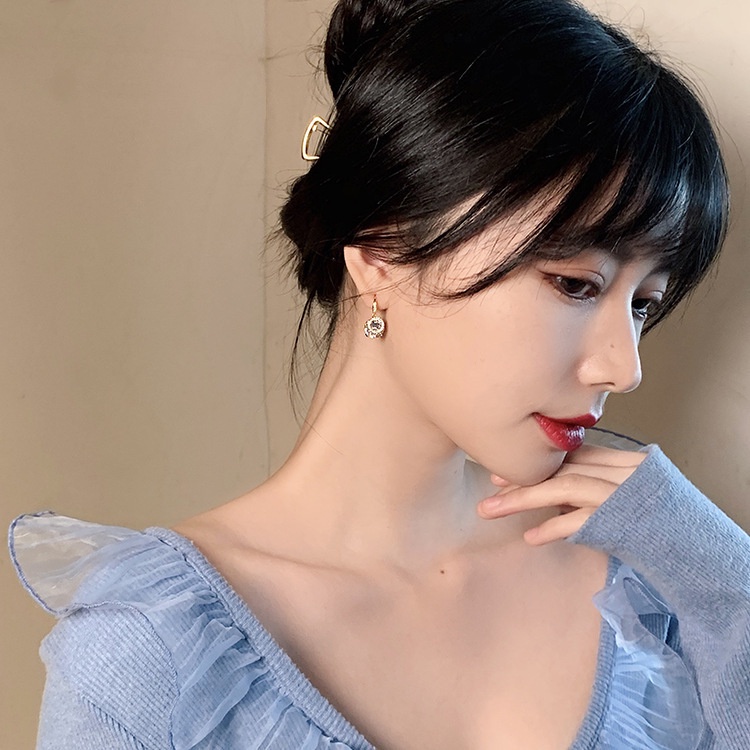 Bông tai bạc s925 đính đá zircon phong cách Hàn Quốc cho nữ