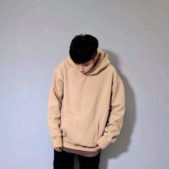 Áo Nỉ Bông Chui Đầu Có Nón Hoodie Trơn Có Túi Bụng