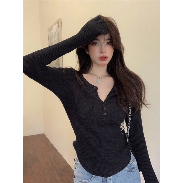 Áo Croptop Tăm Túi Ngực Cài Cúc Siêu Hot, Vải Tăm Cực Đẹp, Tôn Eo Nuột Nà