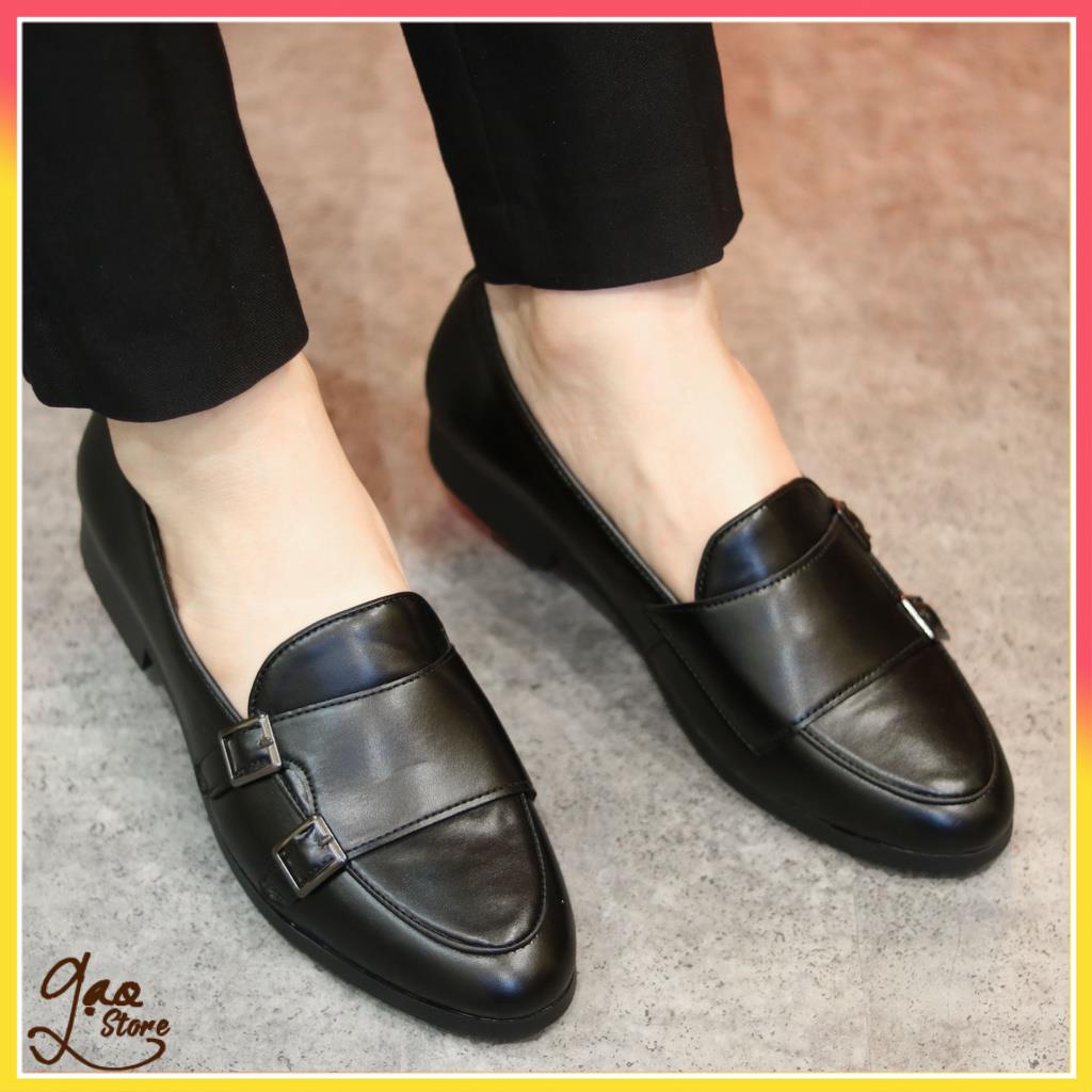 Giày Lười Nam Da Lì 2 Khóa Chéo Trẻ Trung [ Đế Khâu Chắc Chắn ] Mã L191
