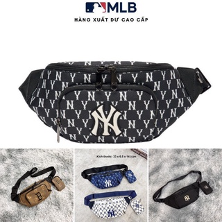 Túi đeo chéo , túi bao tử M.L.B NY Monogram Waist Bag - Black HÀNG  XUẤT DƯ FULL TEM TAG