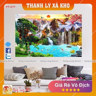Tranh dán tường 3d Sơn Thủy Hữu Tình - PT1277 Tranh 3D Phong Thủy - Giấy dán tường 3d - Song Long Decor