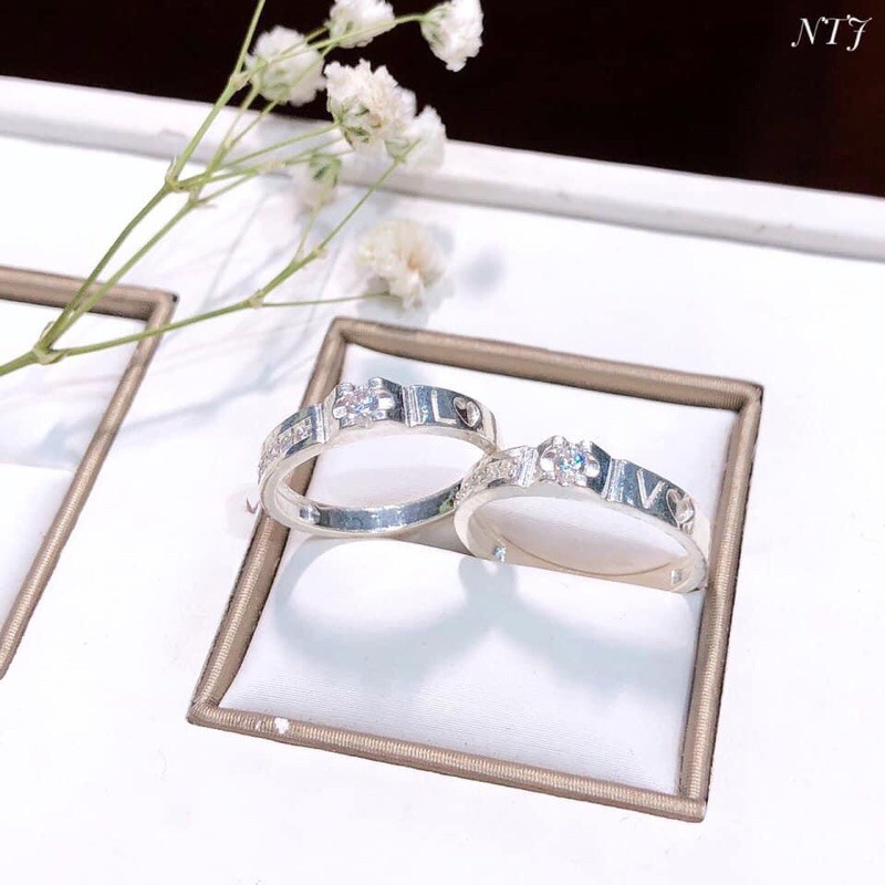 NHẪN ĐÔI CHỮ LOVE MẪU MỚI BẠC TA