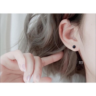 1 chiếc nụ tai bạc đá đen cỡ 2mm,3mm,4mm,5mm,6mm