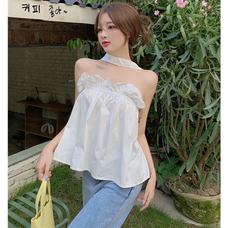 Áo Sát Nách Phối Bèo Thiết Kế Trễ Vai Hợp Thời Trang | BigBuy360 - bigbuy360.vn