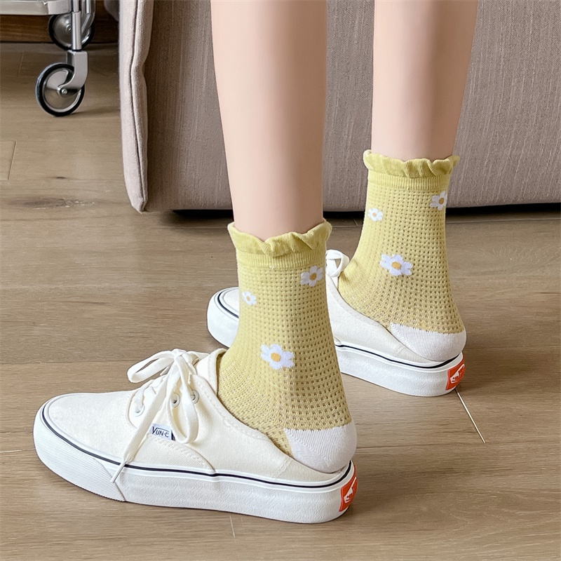 Vớ Cotton Mỏng Cổ Cao Họa Tiết Hoa Thời Trang Mùa Xuân Cho Nữ