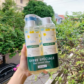 Sữa tắm gội Bebe Klorane pháp mẫu mới set 2 chai x 500ml